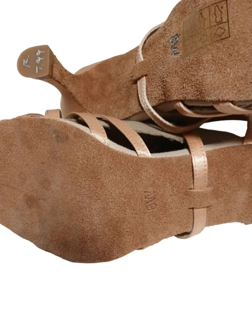 Capezio Julia Satin Strappy Ballroom Dance Heel Latin Shoes Open Toe Heels 8W - Picture 13 of 16